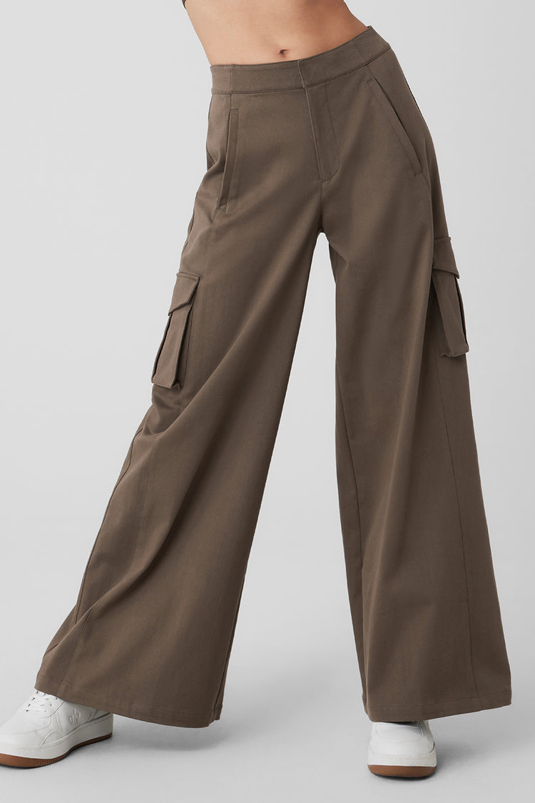 RONIN - High Rise Plain Wide Leg Cargo Pants | YesStyle